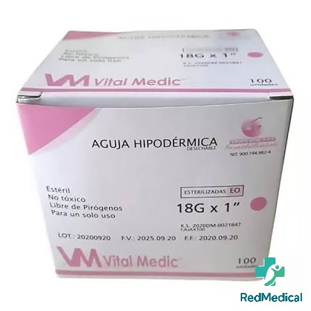 AGUJA HIPODERMICA ESTERIL 18X1