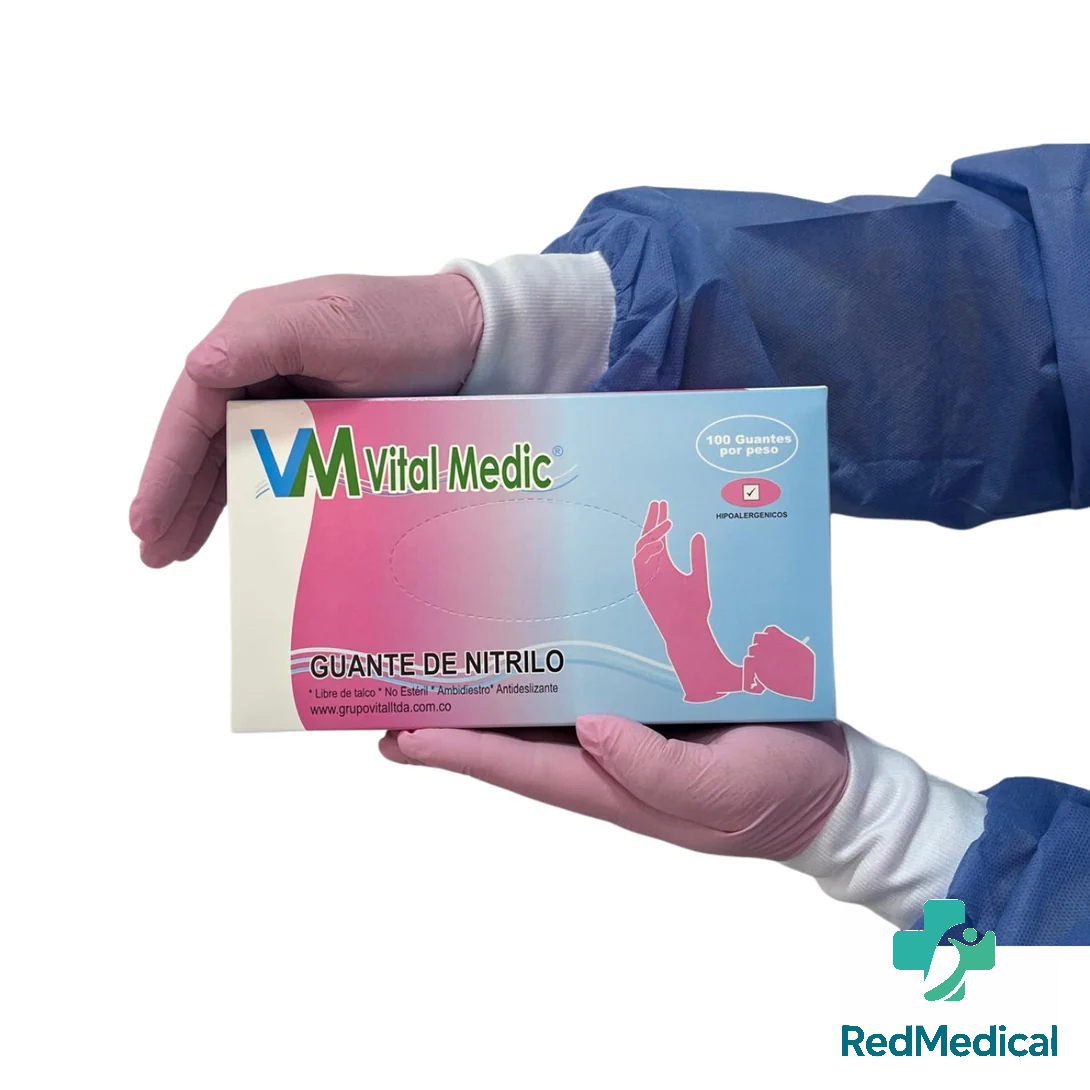 Guantes de Nitrilo Rosado Talla S