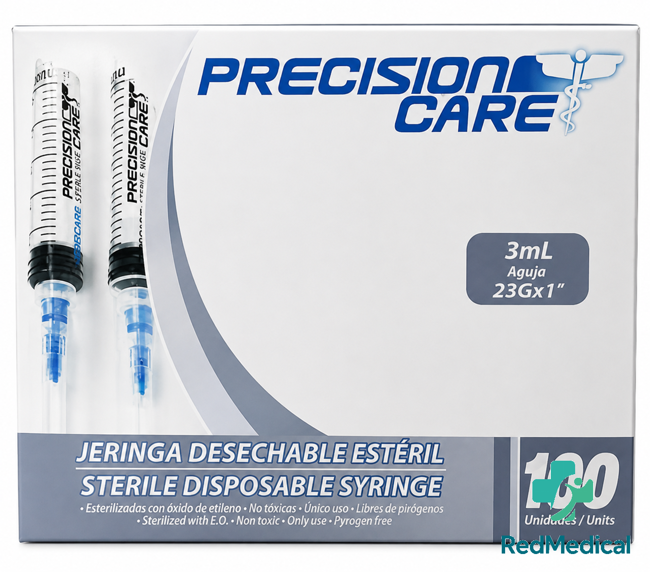 Jeringa 3Ml Aguja 23G (Azul)
